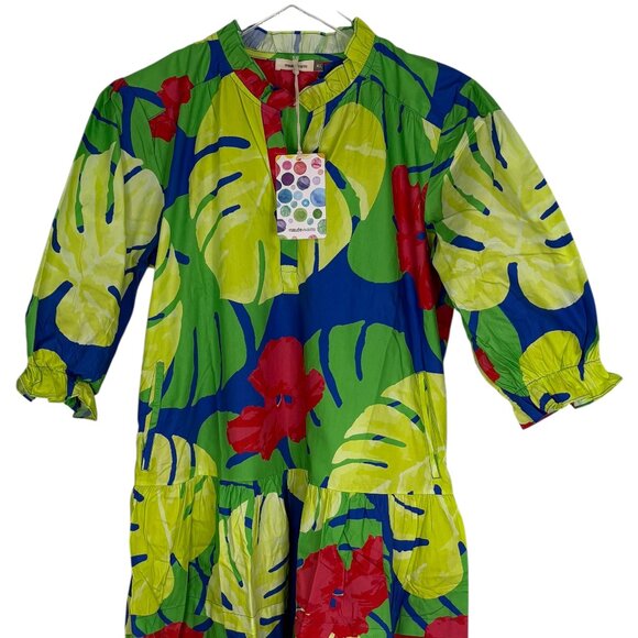 NWT Maude Vivante Multicolor Palms Tropical Short Sleeve Sasha Dress Size XL - Picture 2 of 14